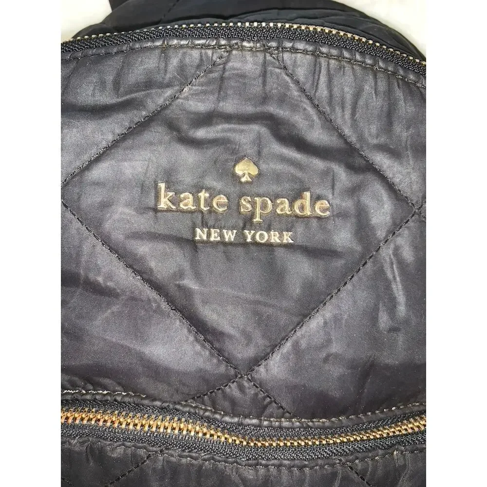 Kate Spade Quilted Nylon Backpack Black Adjustable Straps Women's Bag‎